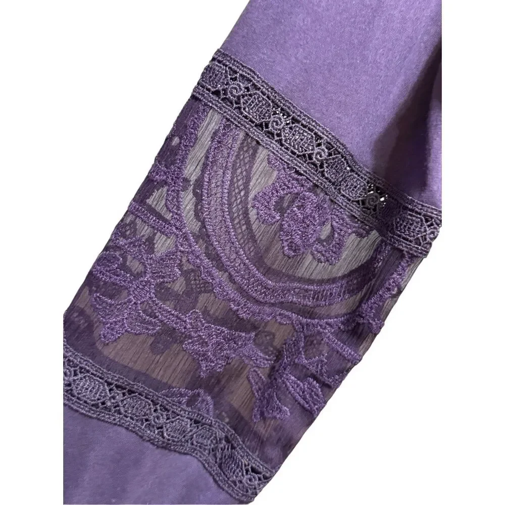 TINY by‎ Anthropologie Violet Lace Mixed Media Blouse Sz S